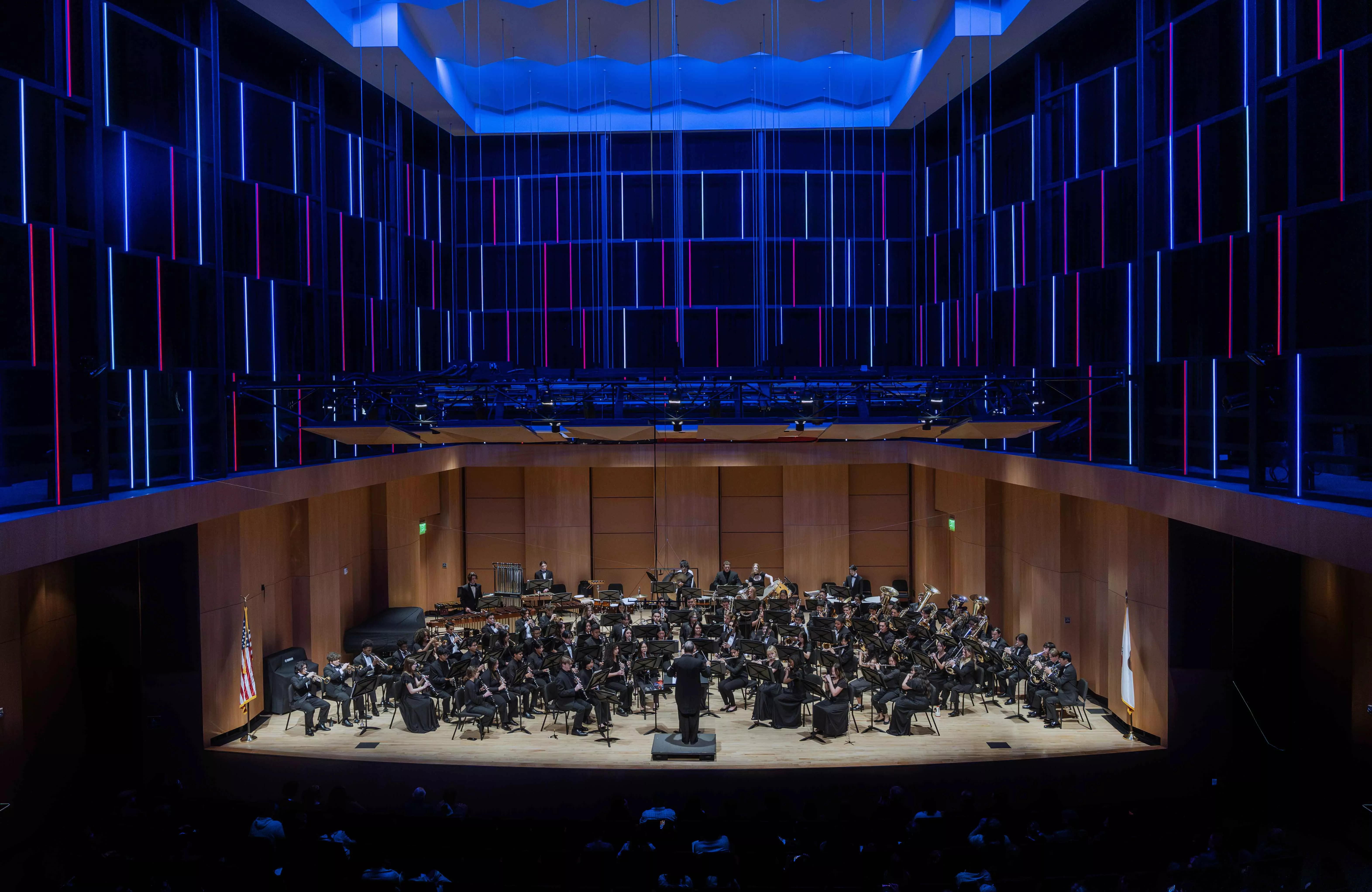 Student from Riverside City College Wind Ensemble perform on stage