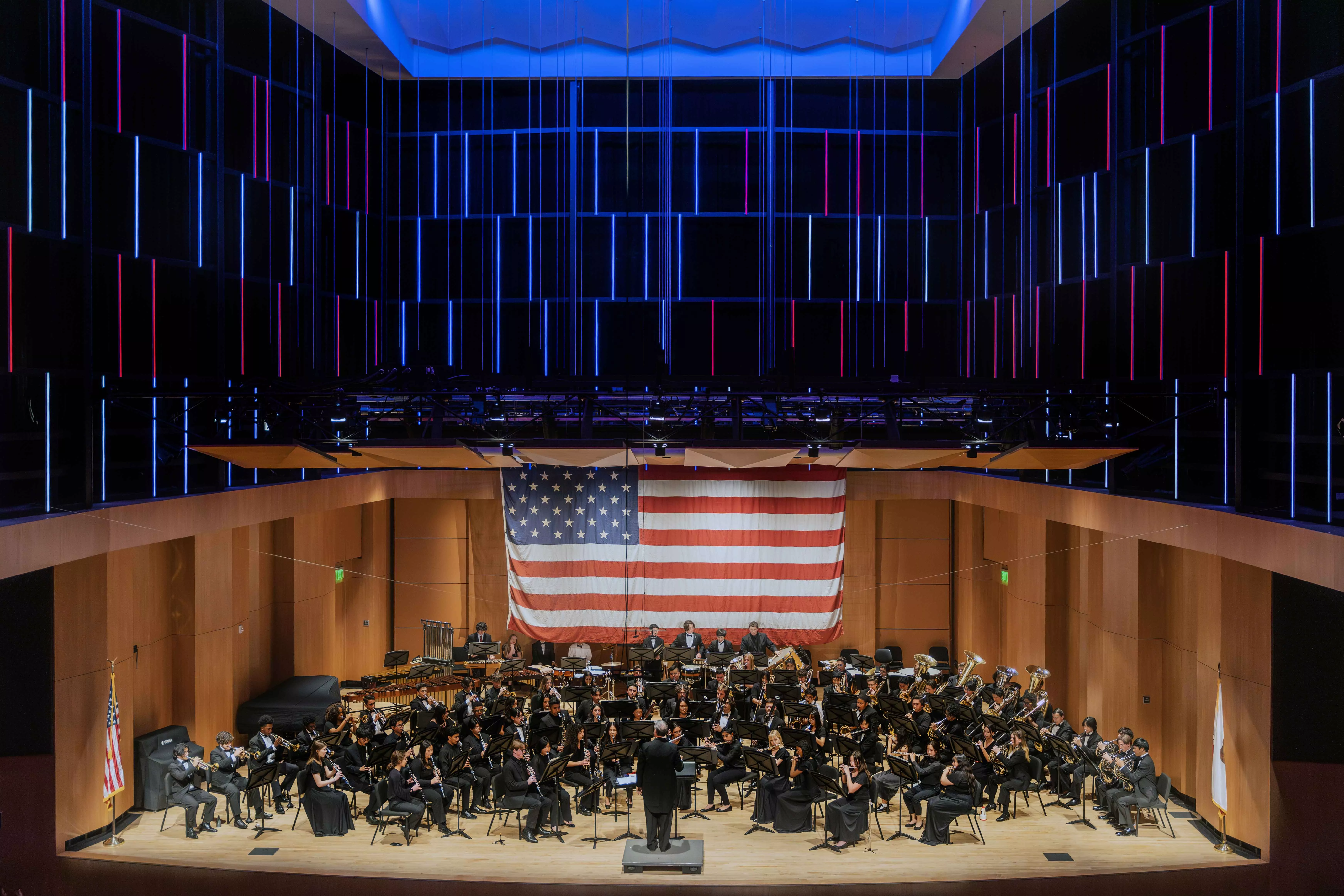 Student from Riverside City College Wind Ensemble perform on stage