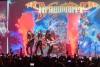 Death metal bands Dethklok Dragonforce and Nekrogoblikon perform for the Mutlation on a Spring Night tour at the Riverside Municipal Auditorium on April 21