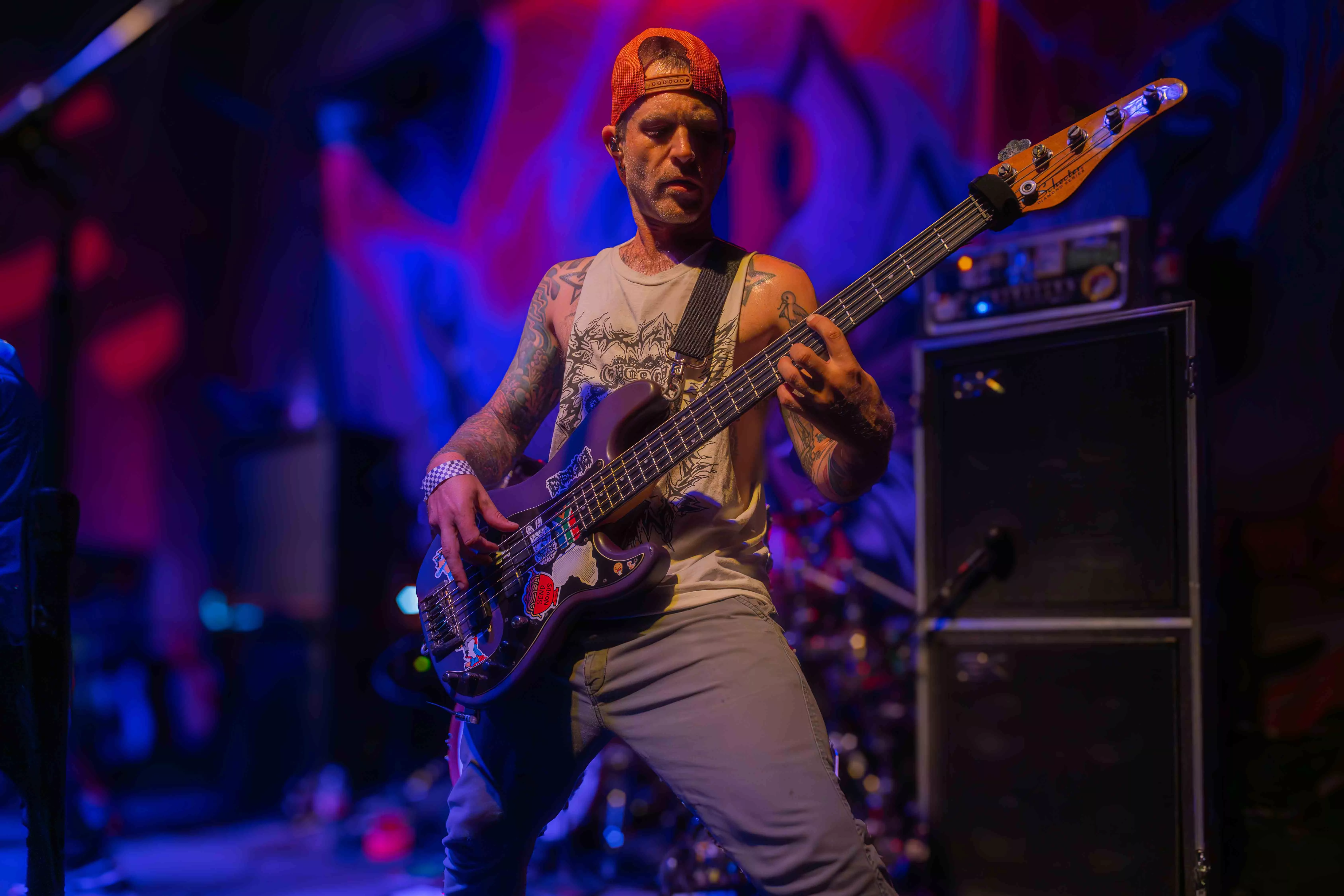 Alien Ant Farm bassist Tim Peugh performs at the Parish Room in the House of Blues in Anaheim Ca on August 29