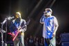 Wes Borland and Fred Durst play on stage