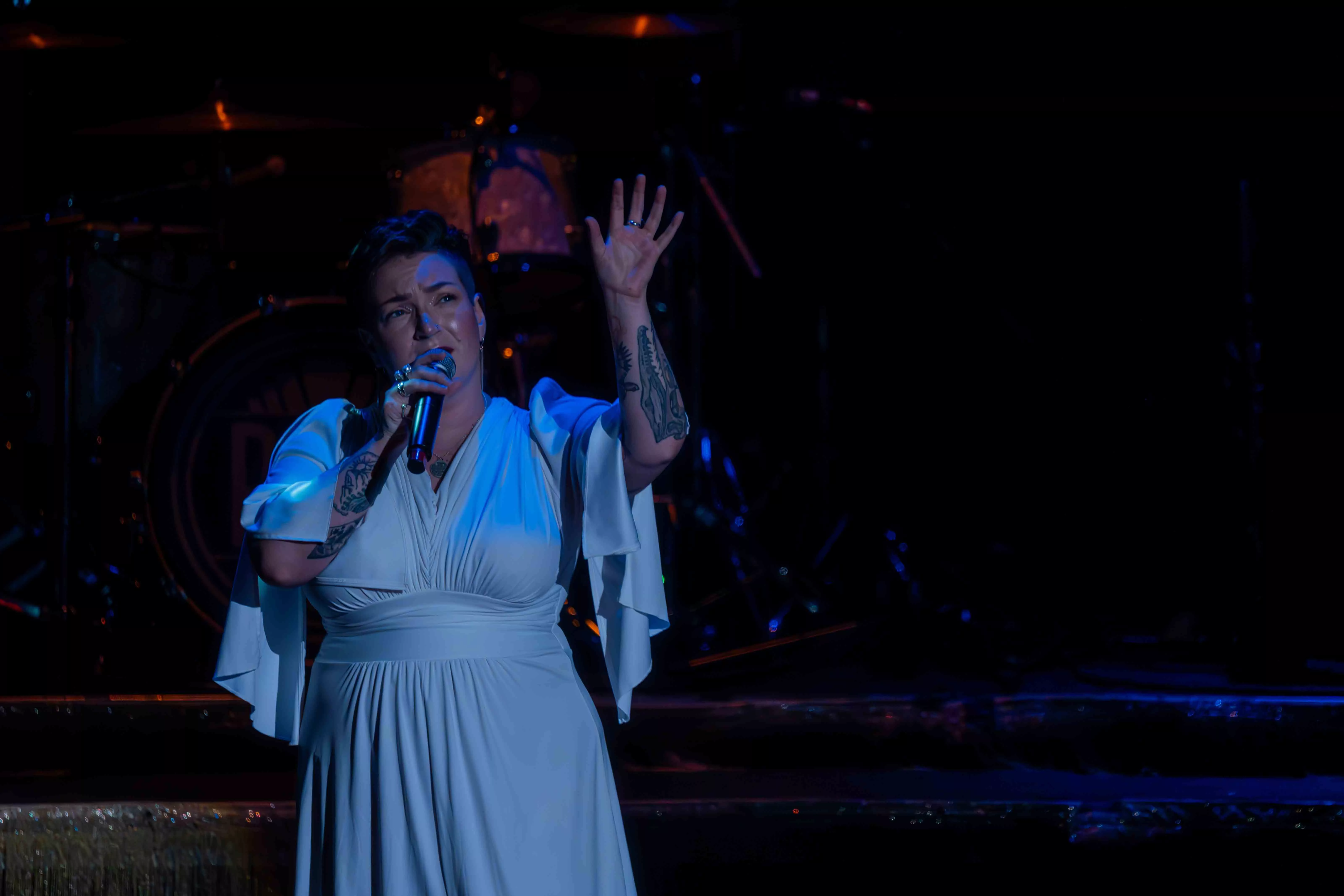 Members of the Scott Bradlee Postmodern Jukebox perform at the Fox Performing Arts Center in Riverside Ca on Aug 9