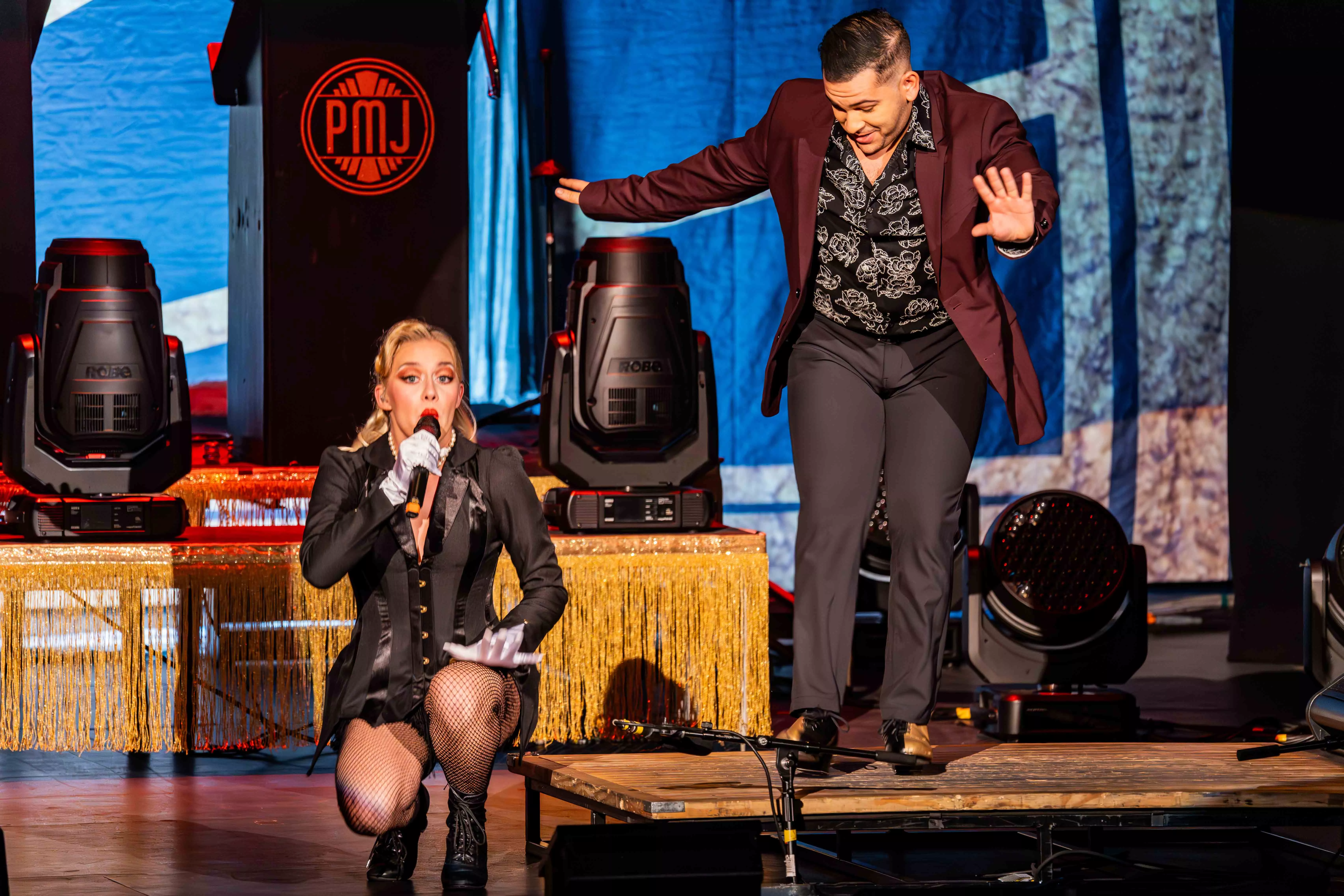 Members of the Scott Bradlee Postmodern Jukebox perform at the Fox Performing Arts Center in Riverside Ca on Aug 9