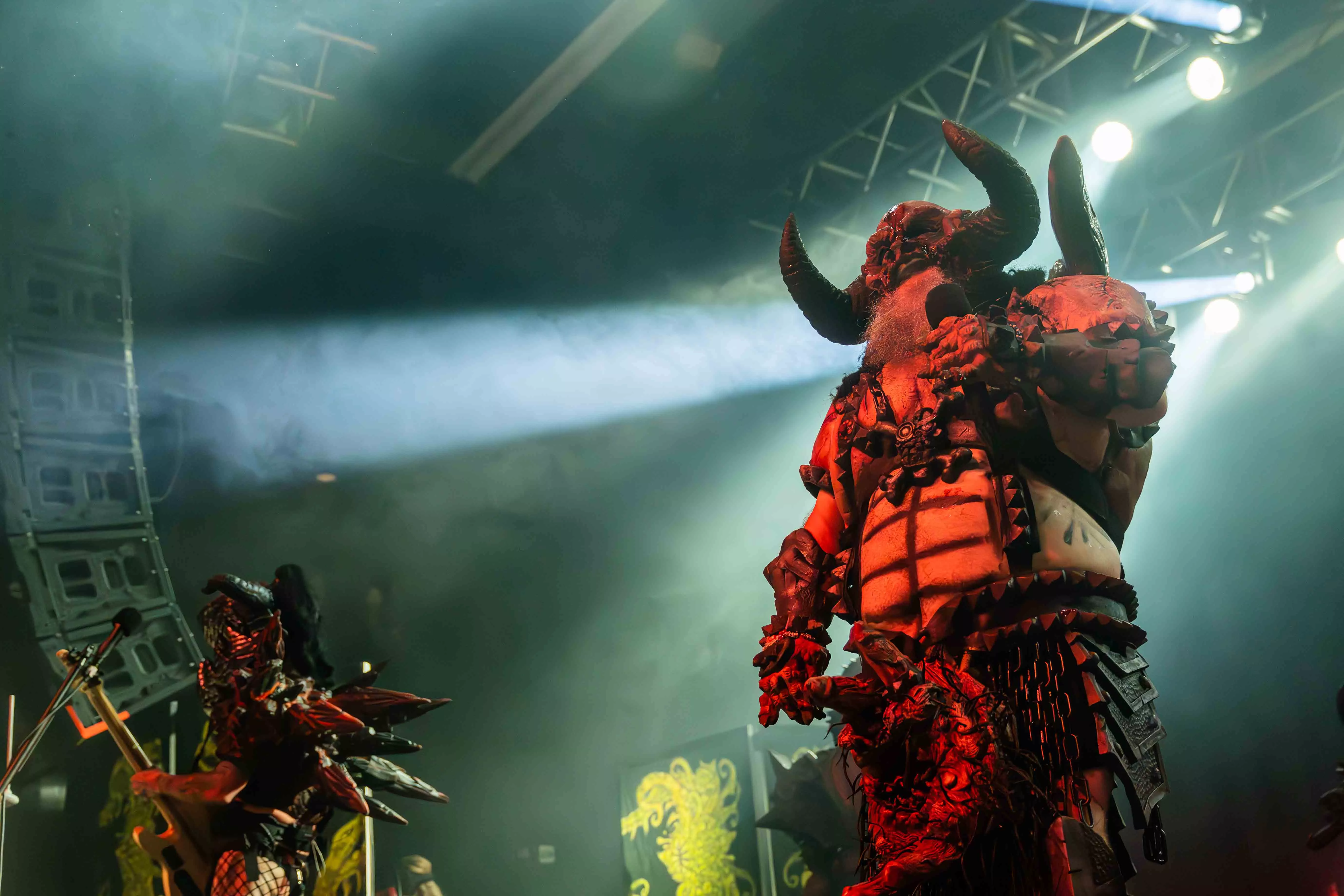 Death Metal Musicians perform on stage at the House of Blues in Anaheim on Oct 19