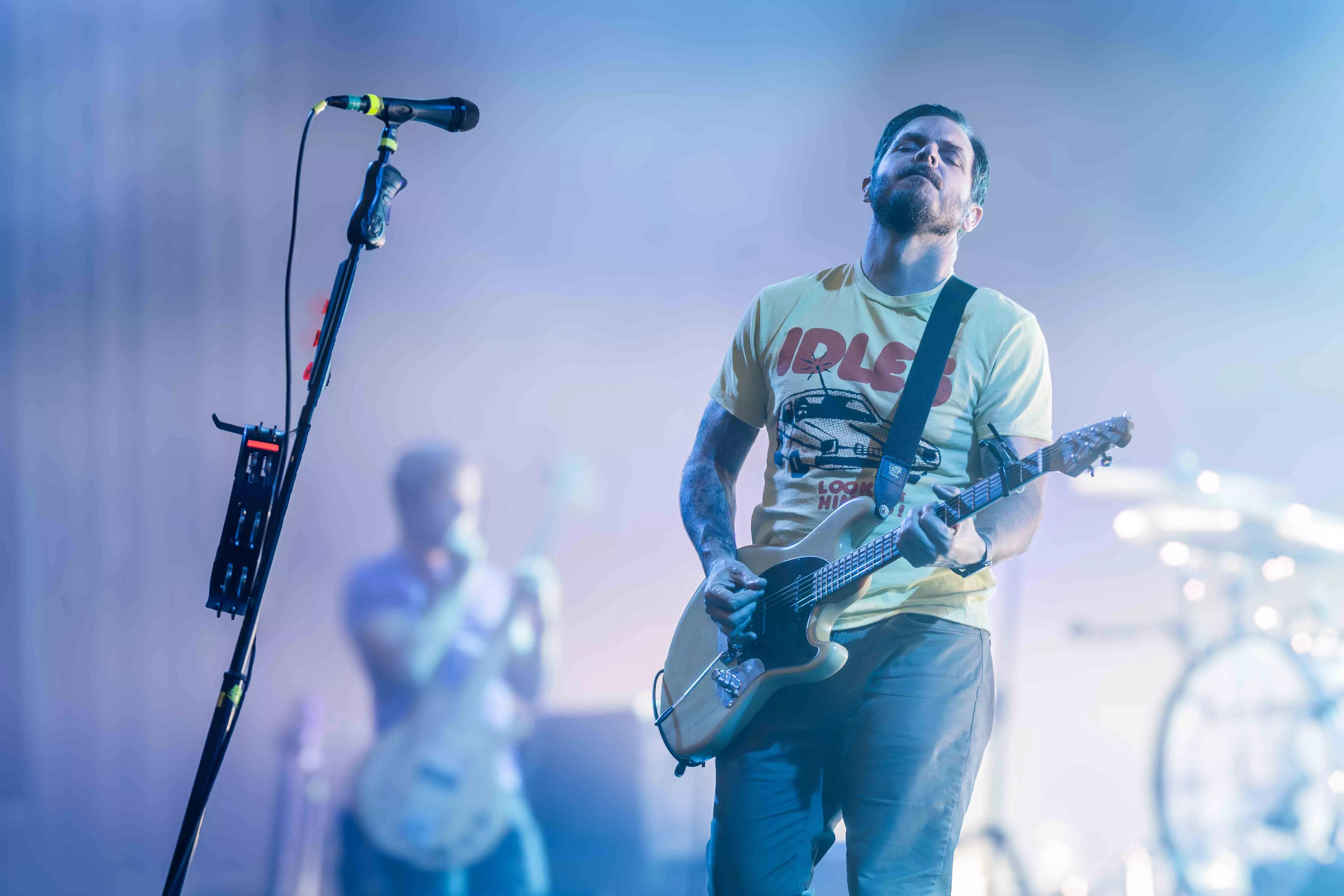 Dustin Kensrue front man guitarist and vocalist for Thrice performs on stage at the Riverside Municipal Auditorium in Riverside Ca on November 12