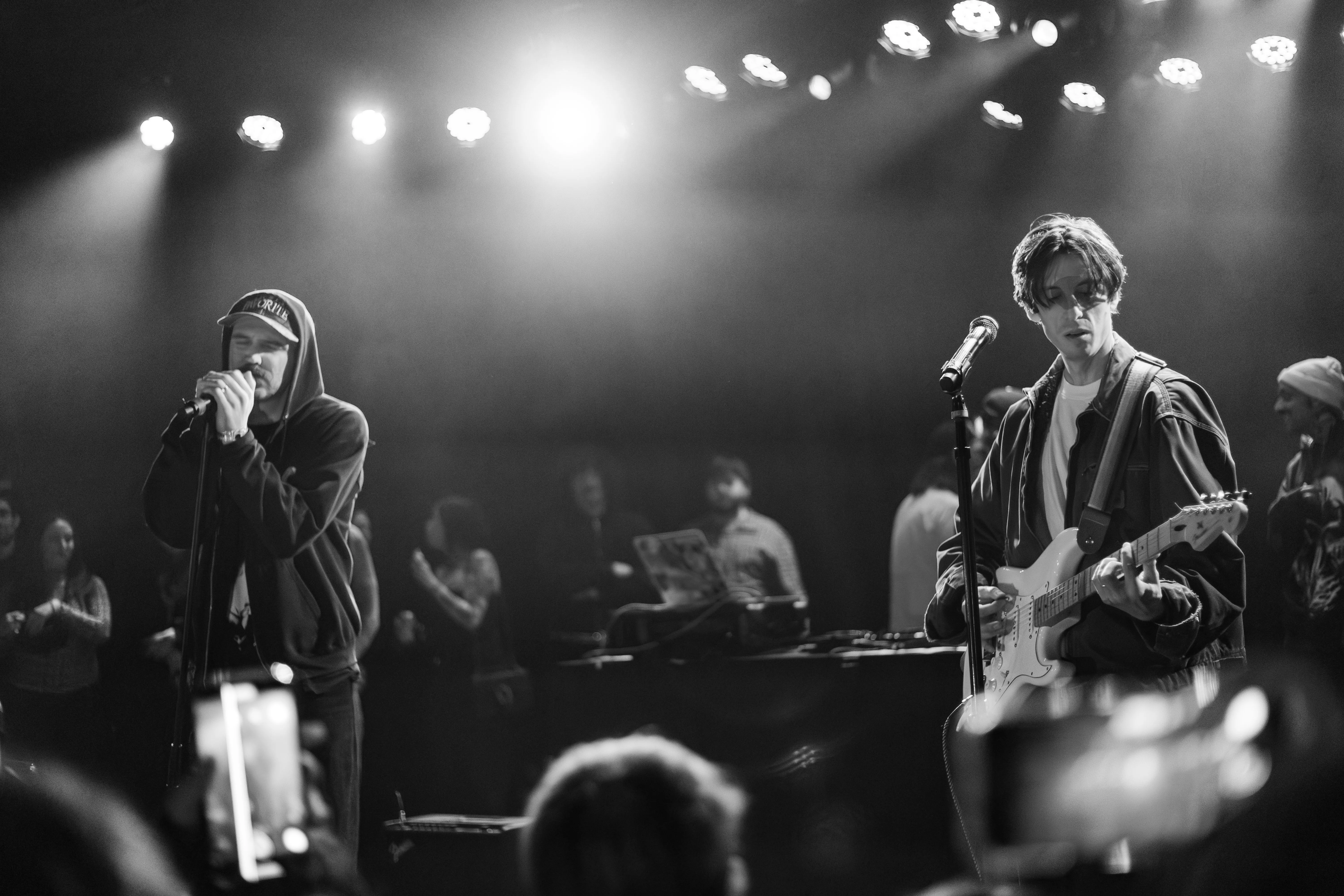 GothBoiClique members perform on stage