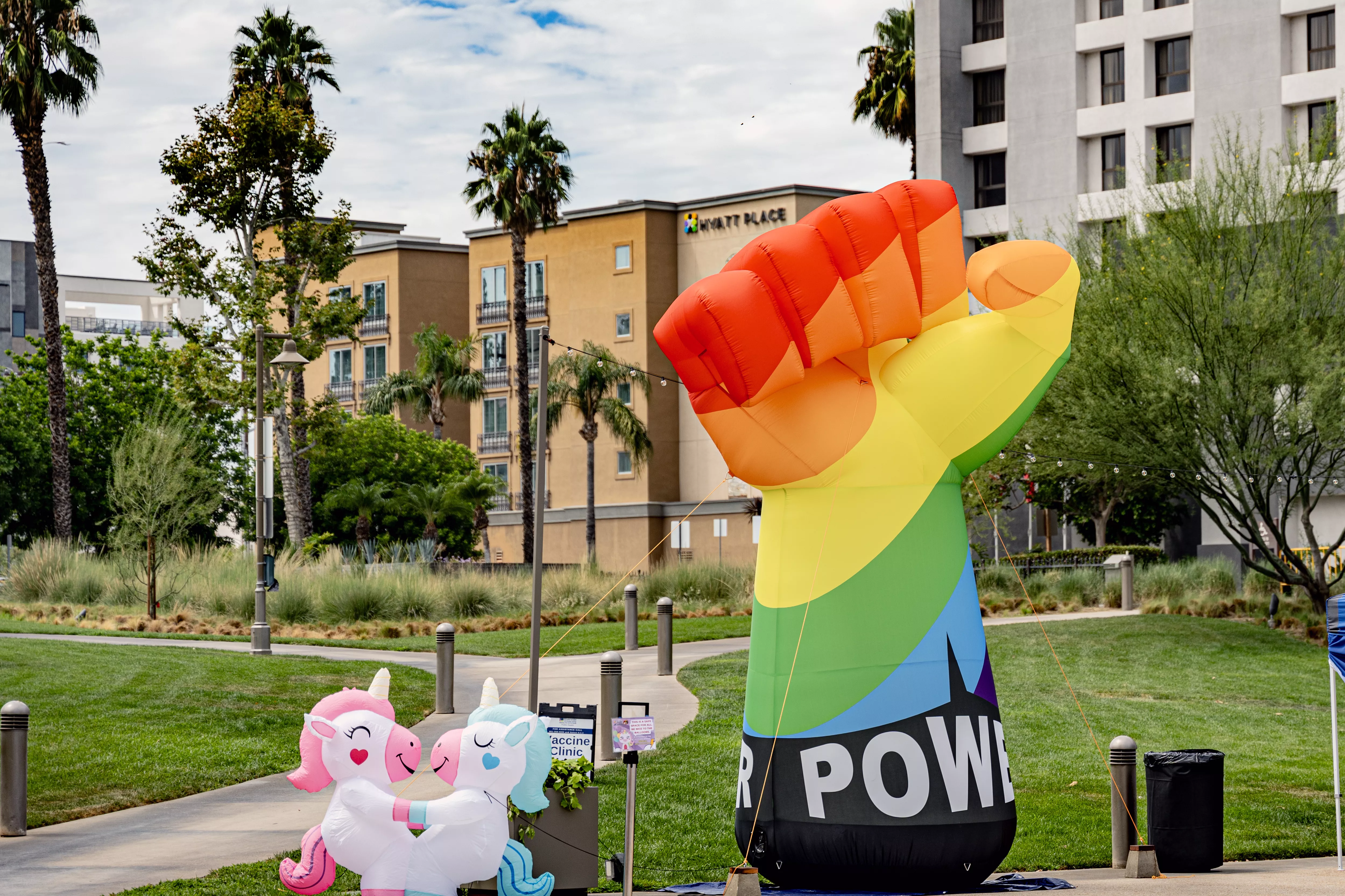 Inflatable Fist in rainbow