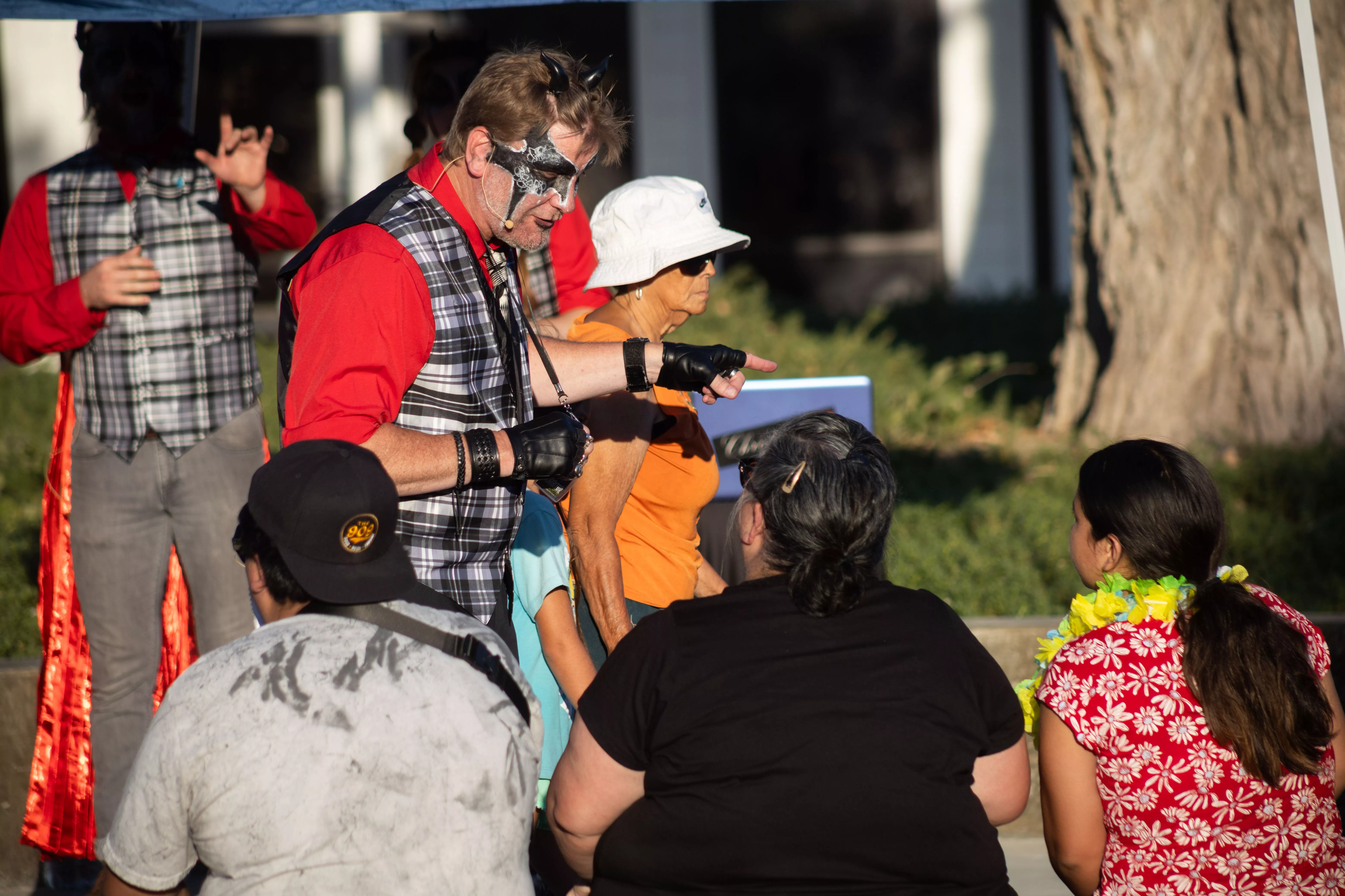 Performers entertain a crowd