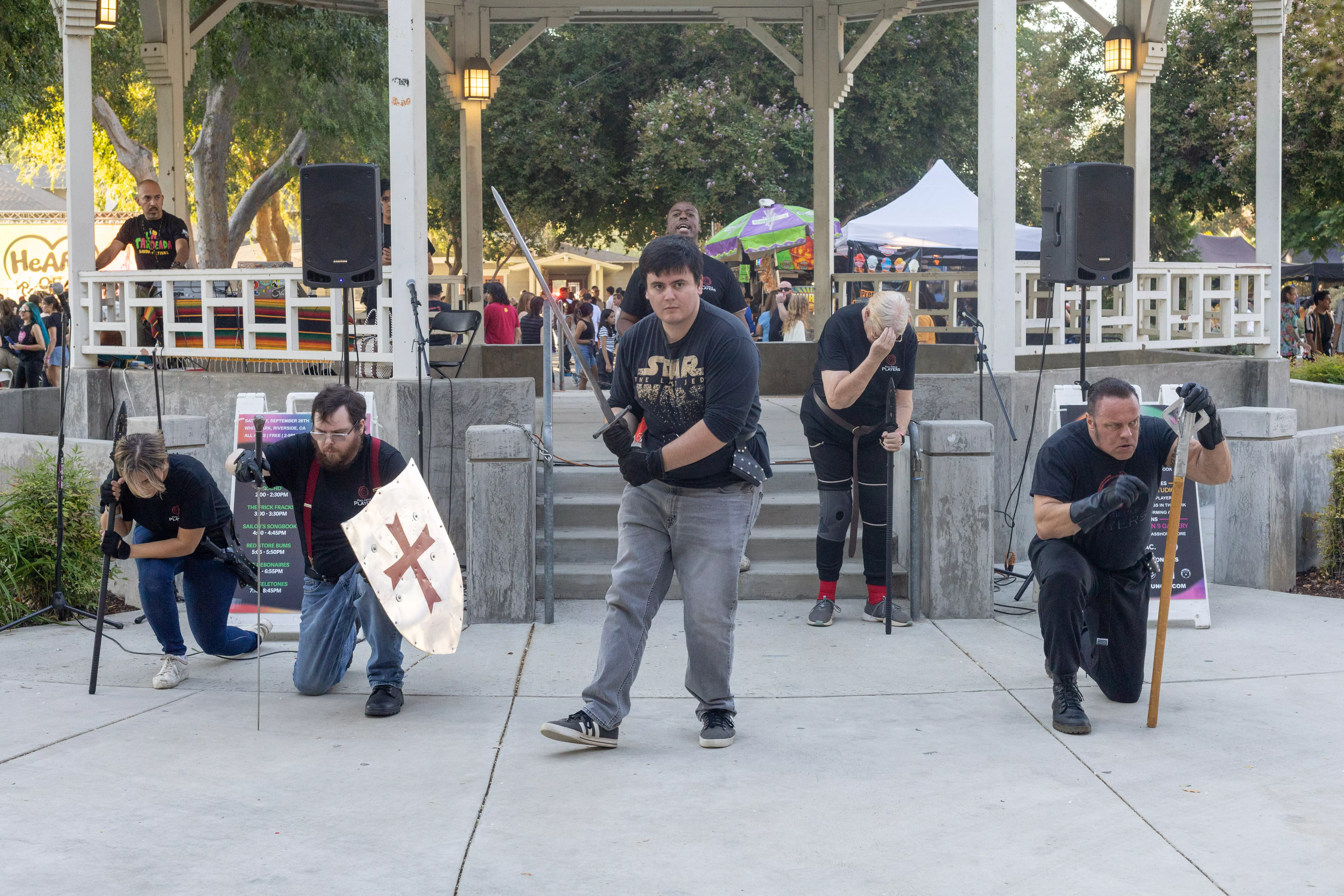 Theatre actors perform in park