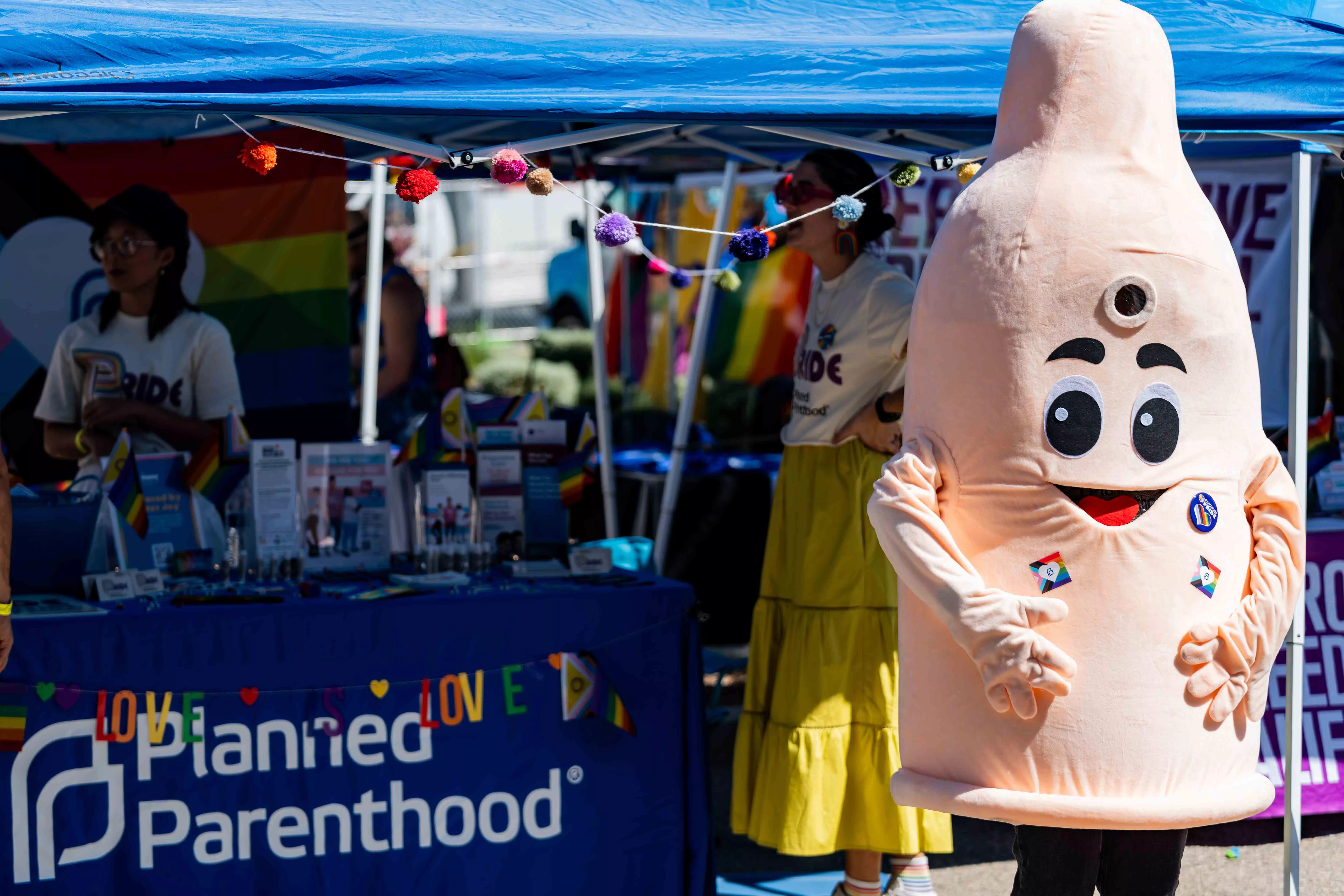 A staple at Pride events is the Planned Parenthood booth where people can learn more about prevention gender affirming care and get free condoms during the celebration in Downtown Riverside on September 28