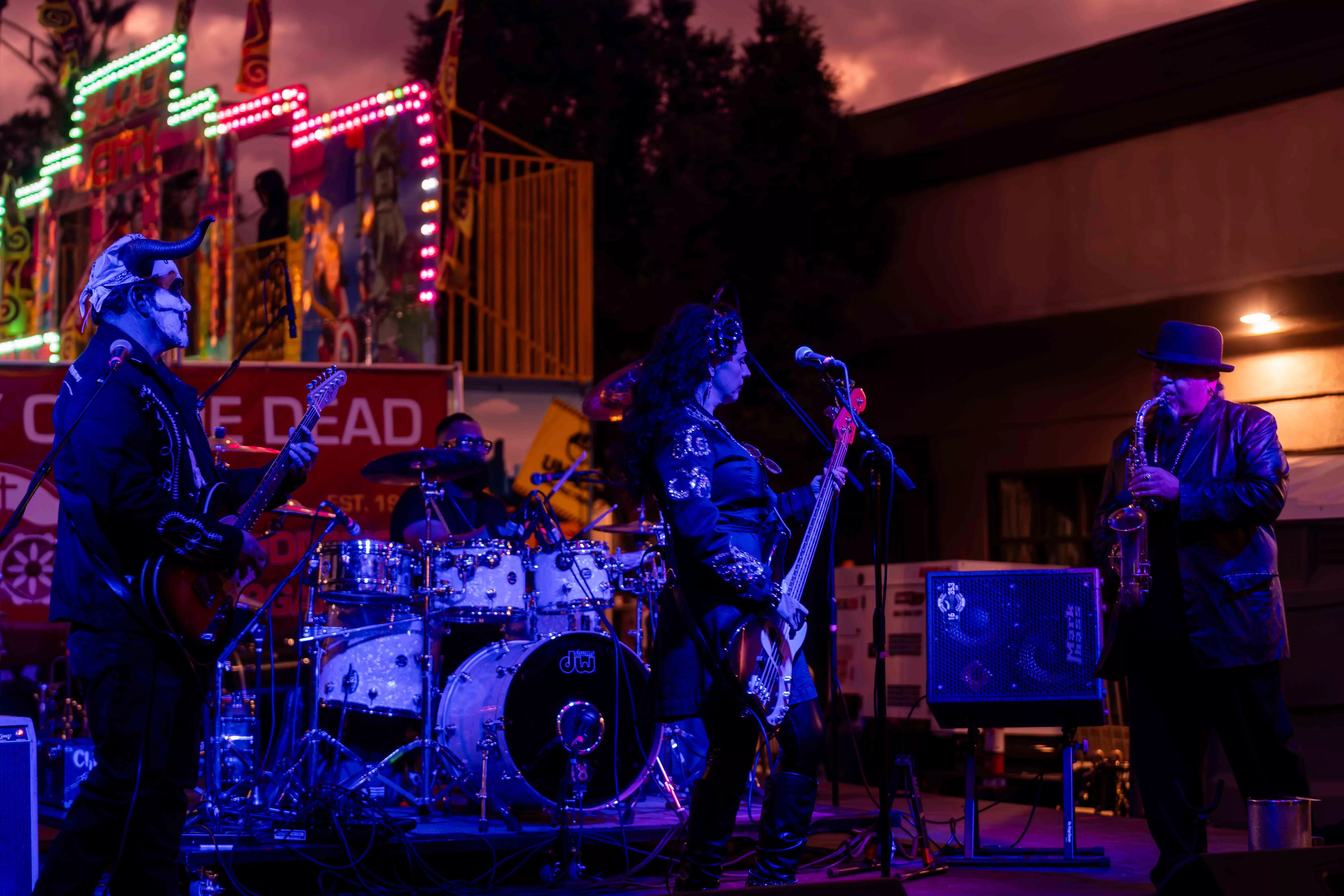 Celebrants enjoy the Downtown Riverside Day of the Dead festival in Riverside, CA