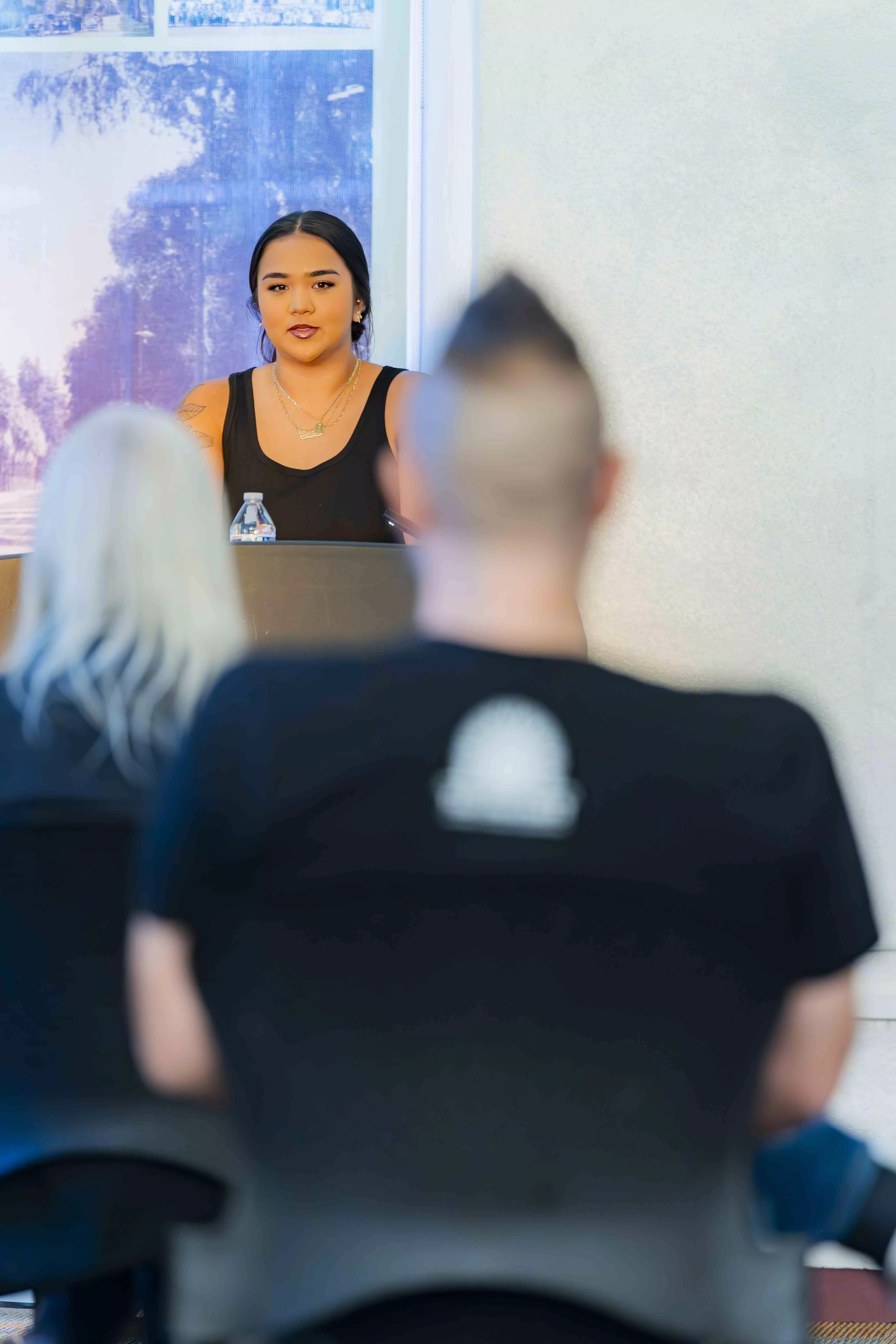 Cecilia Sanchez performs a reading during the Poetry Reading and Open Mic at the Arlington Public Library in Riverside CA on Dec 7