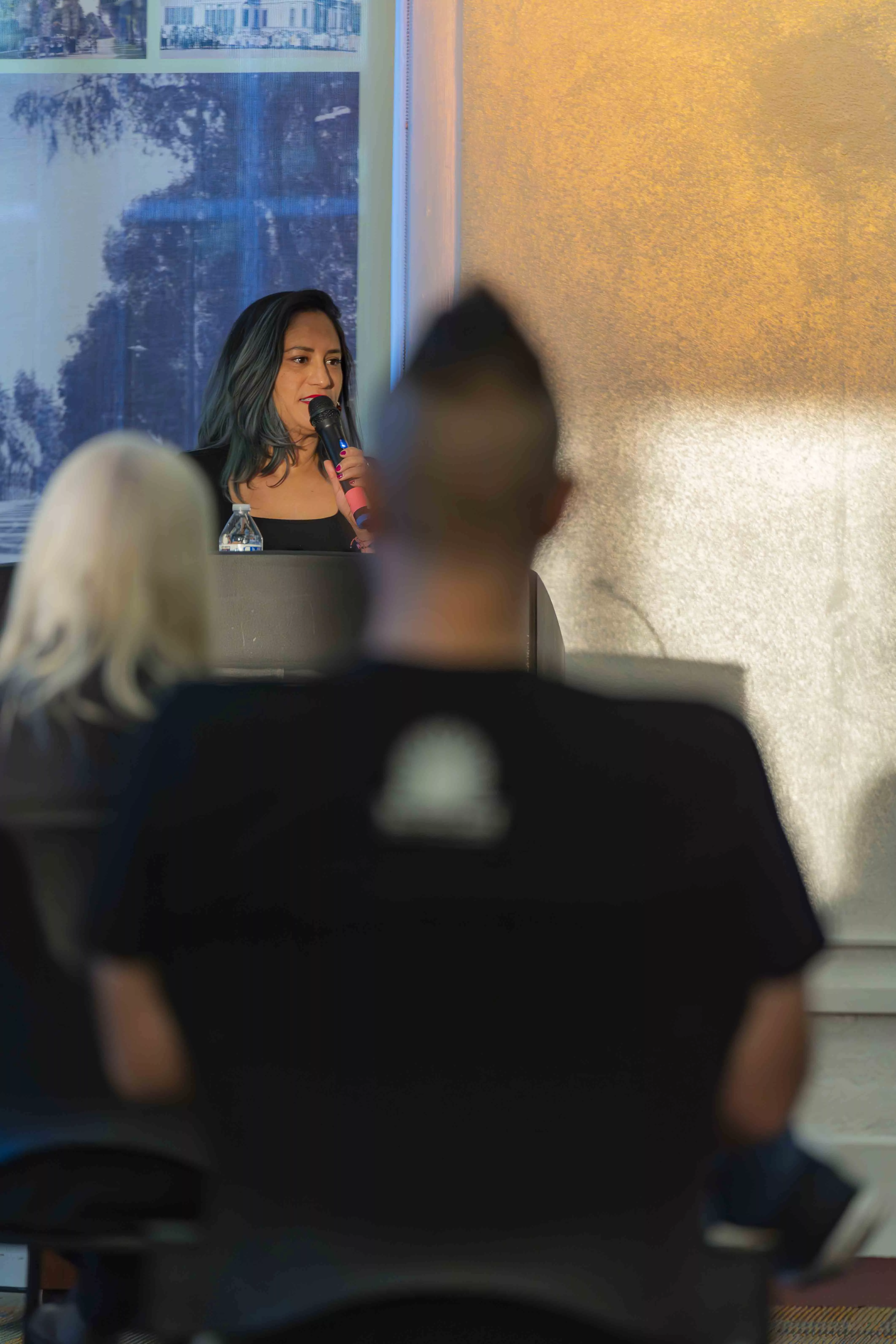 Jesenia Chavez performs a reading during the Poetry Reading and Open Mic at the Arlington Public Library in Riverside CA on Dec 7