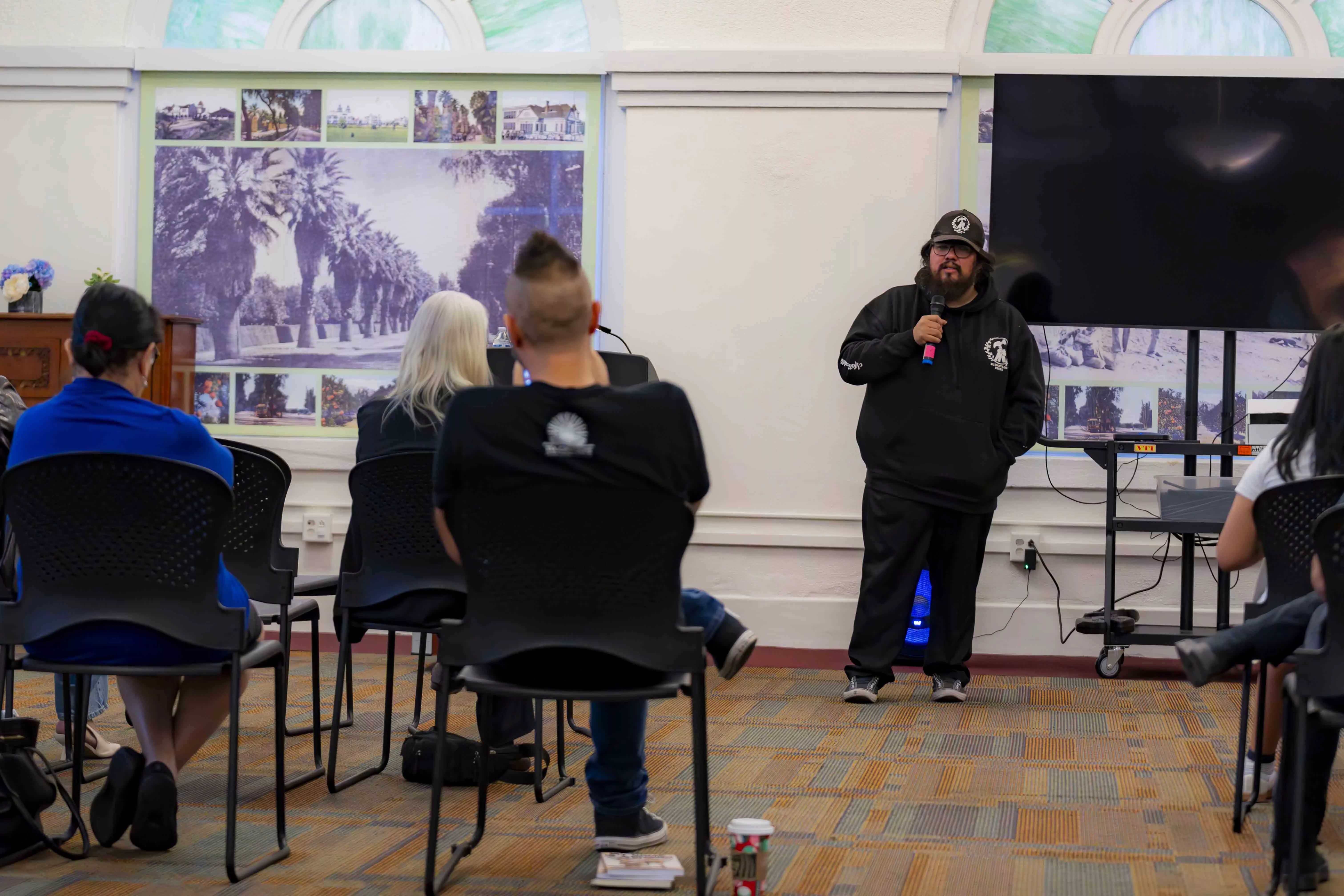 Matt Sedillo performs a reading during the Poetry Reading and Open Mic at the Arlington Public Library in Riverside CA on Dec 7