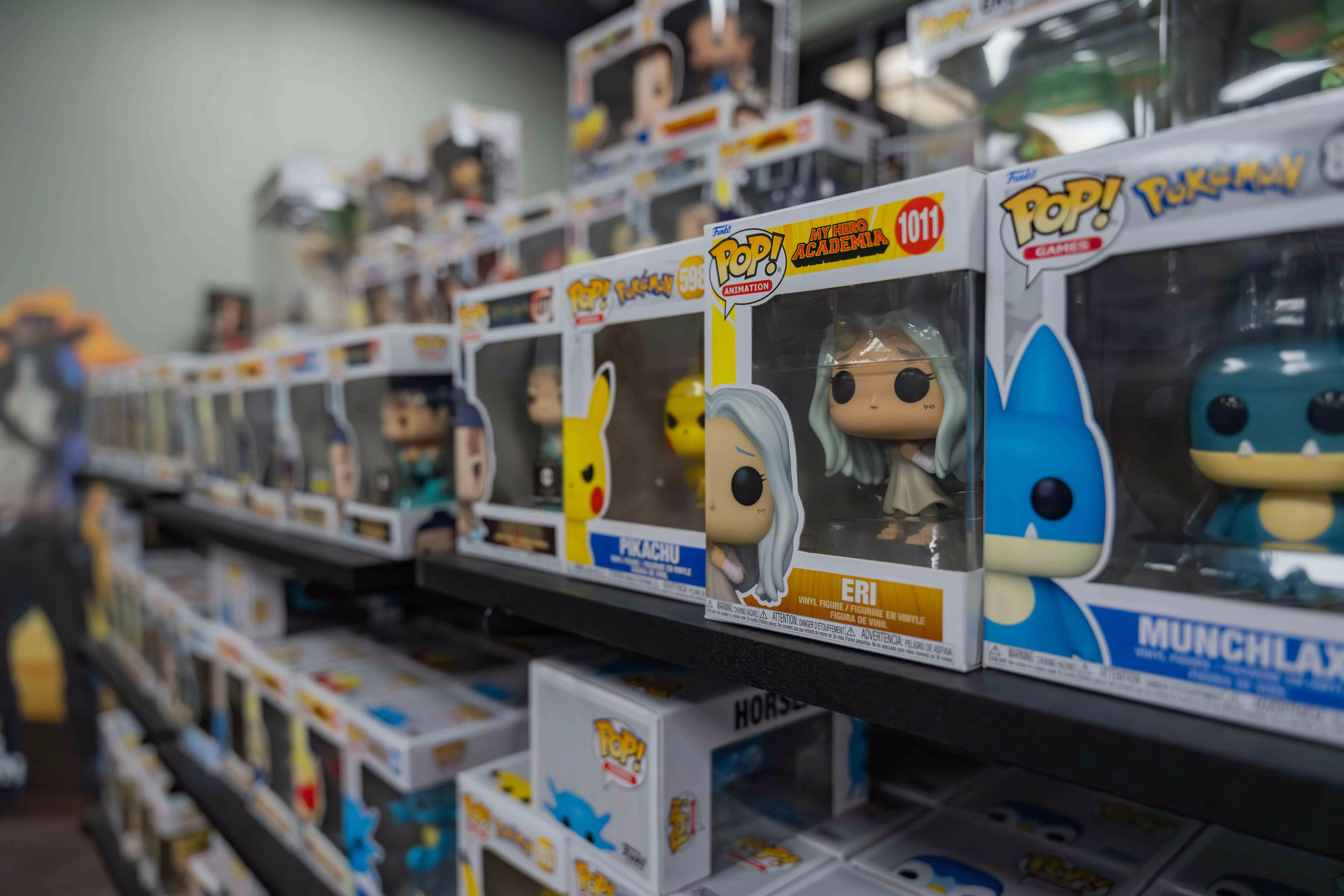 A collection of Funko Pop collectibles available for sale at Top Deck Keep in Riverside Ca on Nov 24