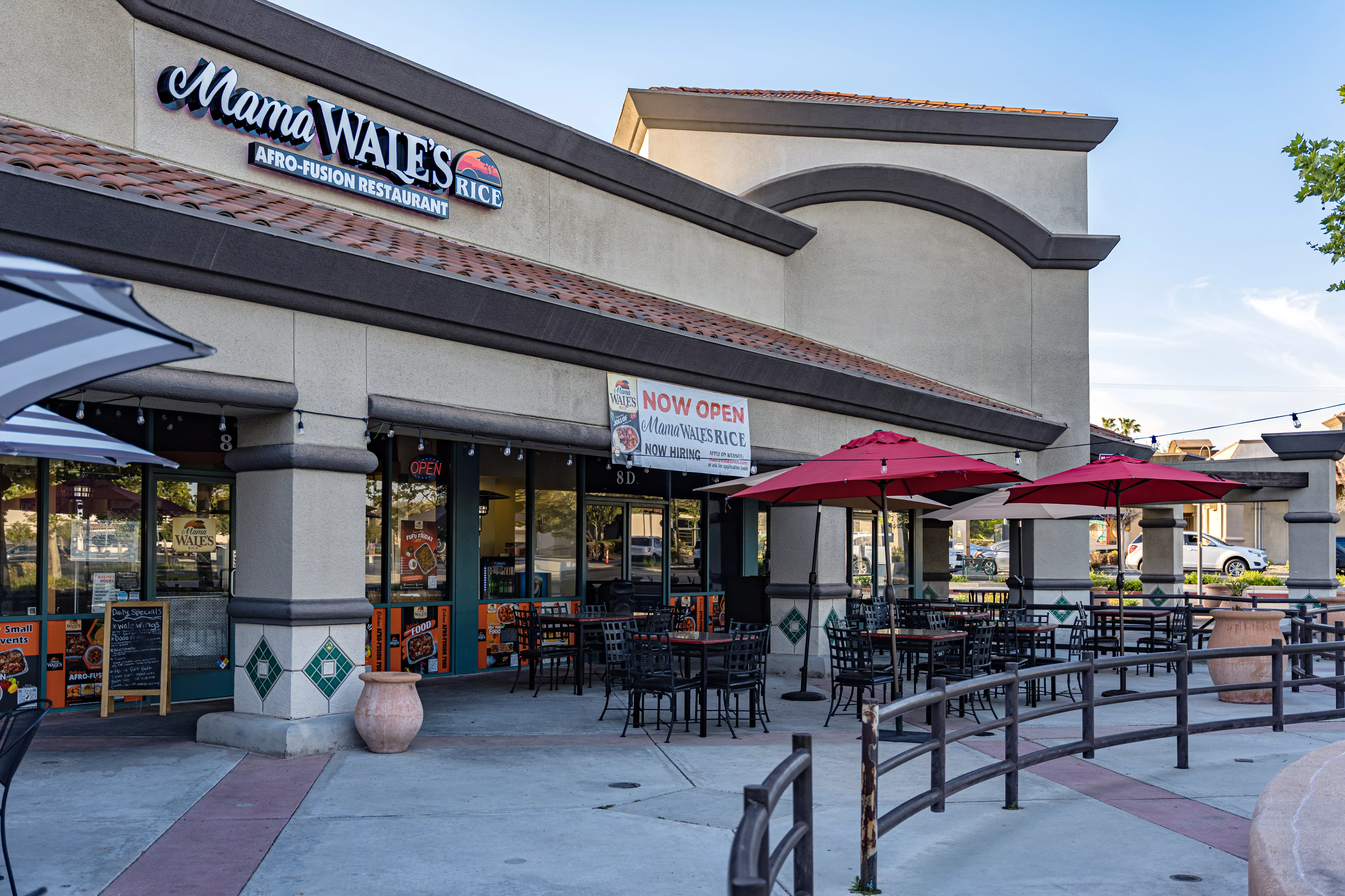 Outdoor view of Mama Wales in a strip mall