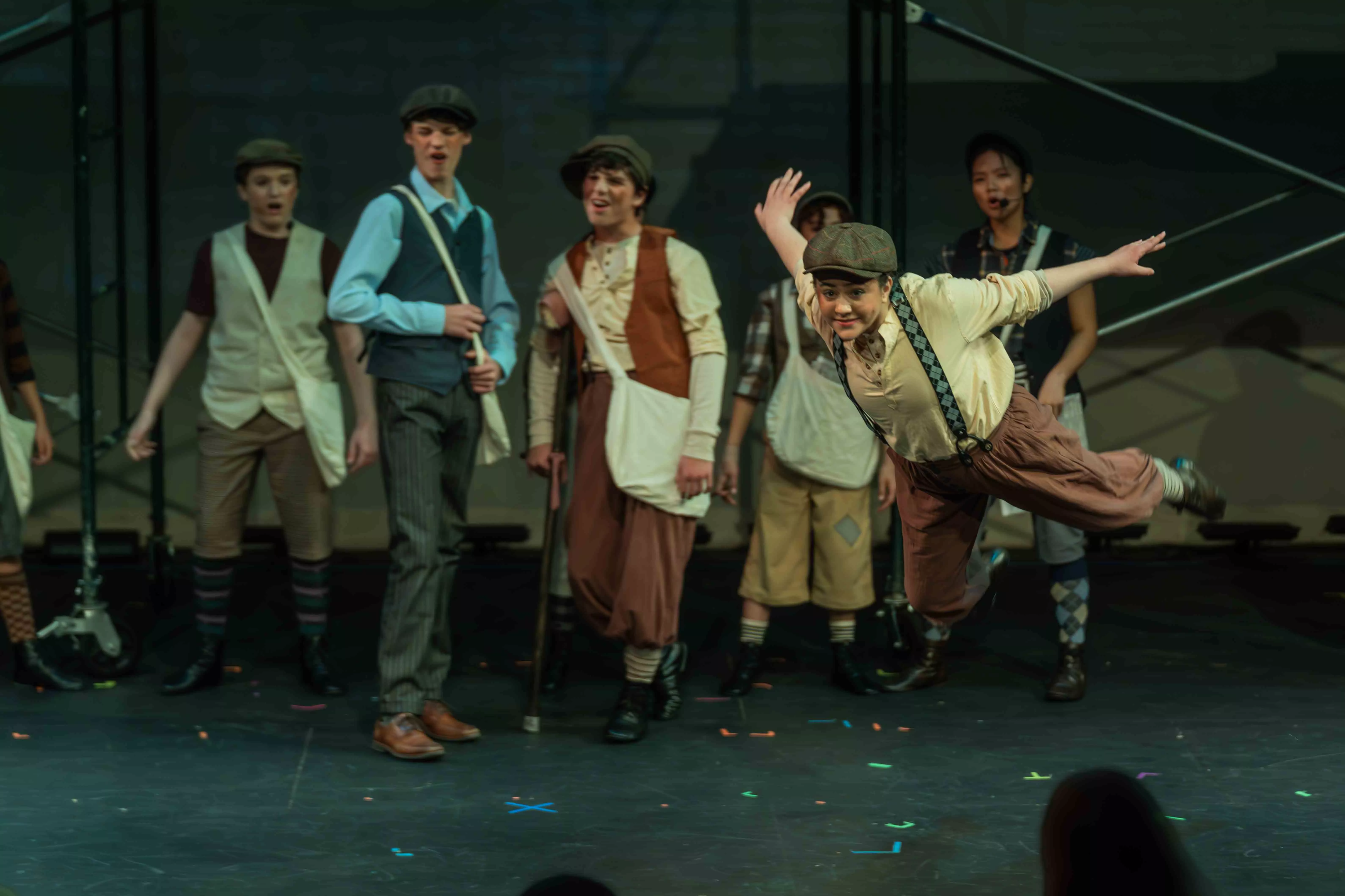 Young Actors from Act Out Enrichment perform Newsies on stage at the Box Theatre in Riverside Ca on Nov 13