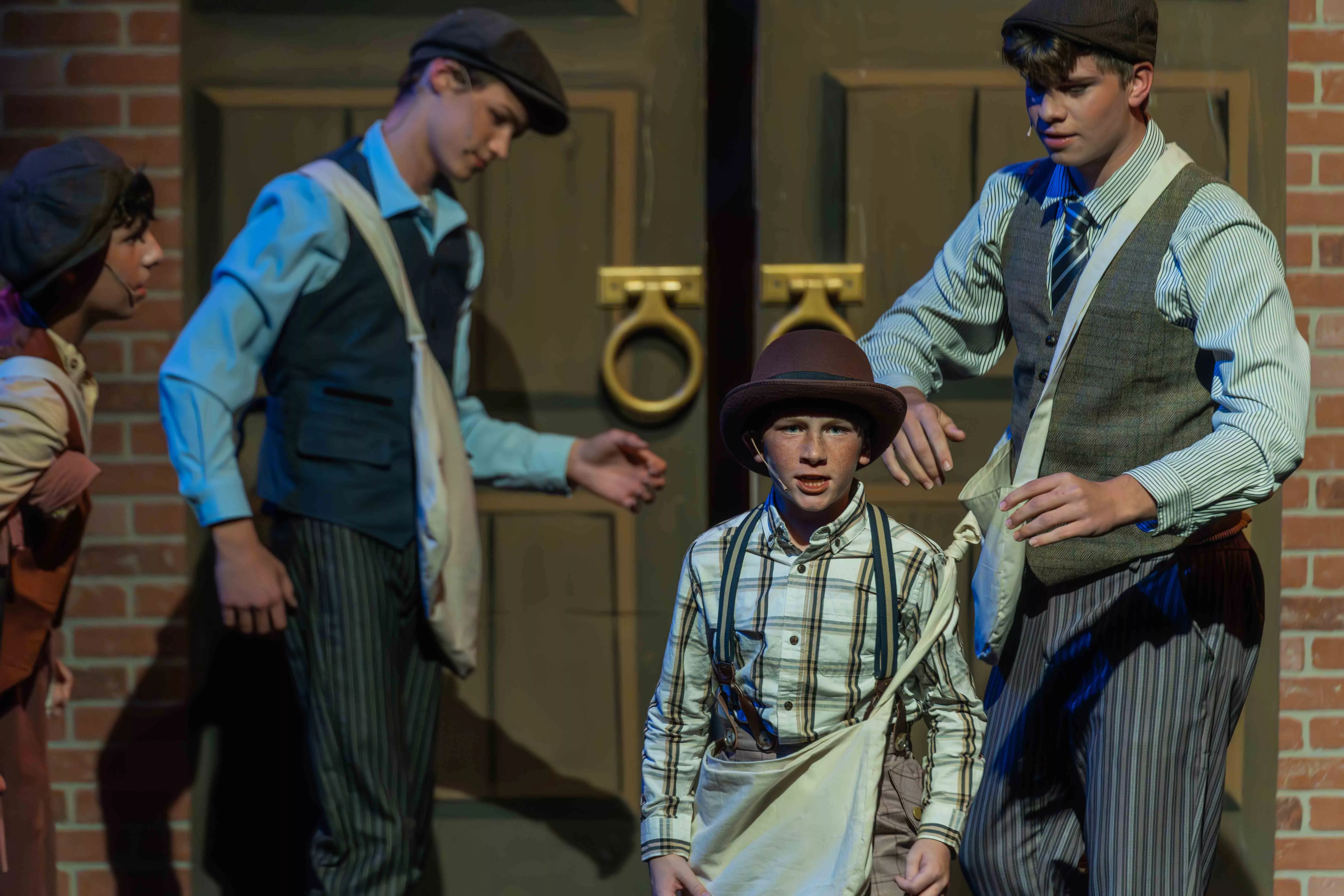 Young Actors from Act Out Enrichment perform Newsies on stage at the Box Theatre in Riverside Ca on Nov 13