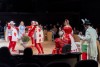 Actors perform Alice in Wonderland on a theatre in the round at Riverside Community Players on March 4