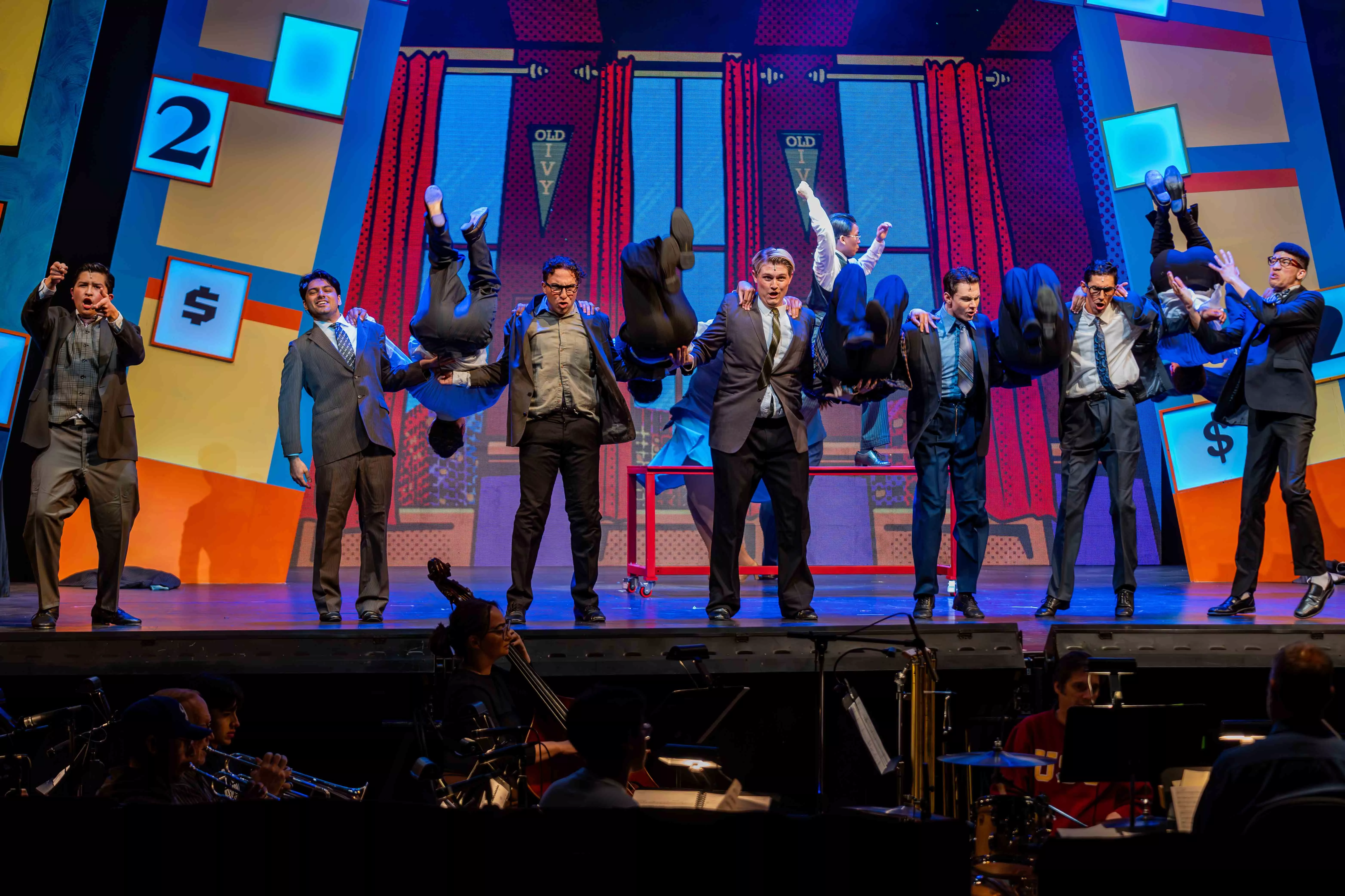 Actors perform a scene from How to Succeed at Business Without Really Trying in the Landis Auditorium at Riverside City College on Nov 5