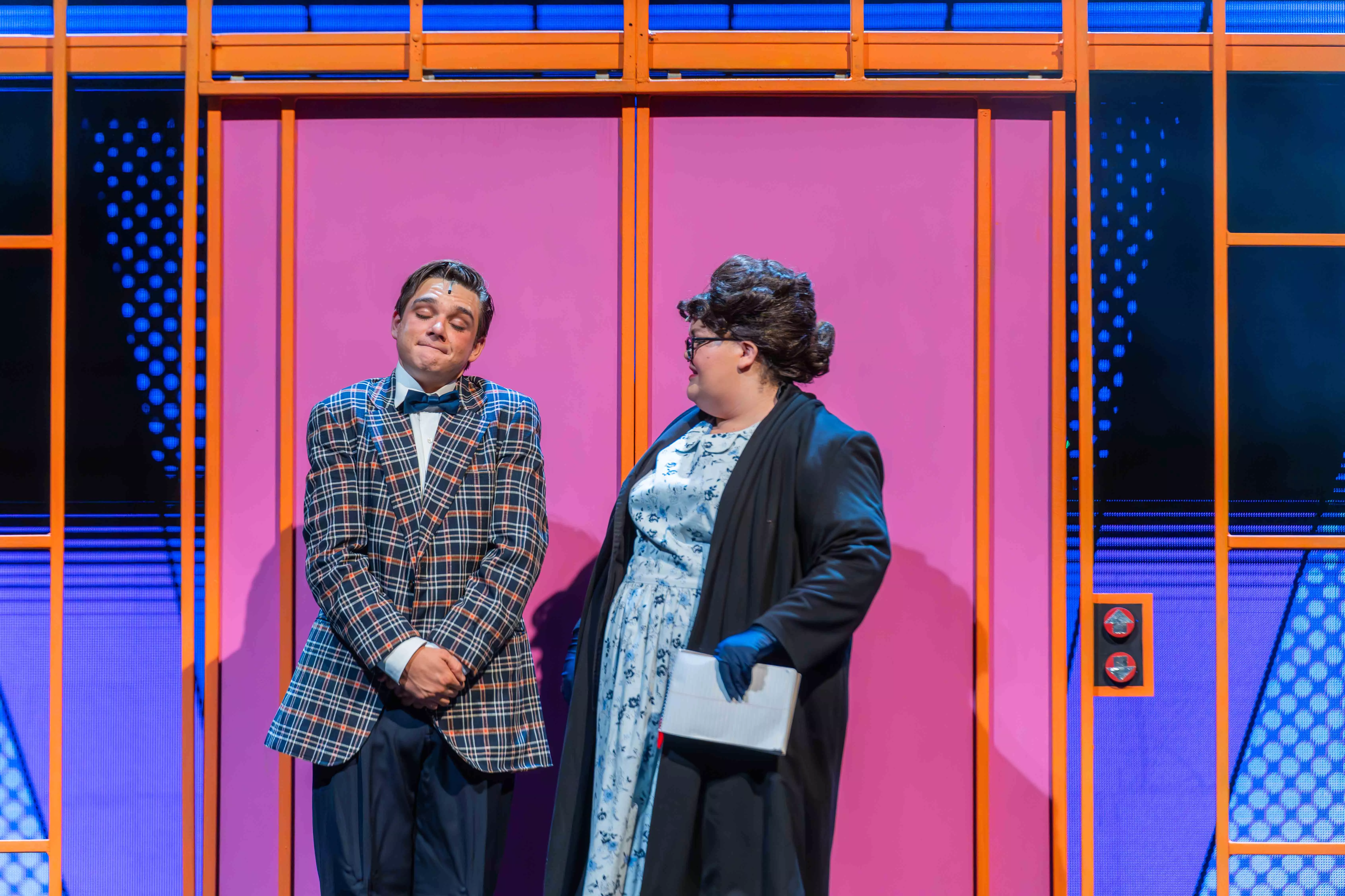 Actors perform a scene from How to Succeed at Business Without Really Trying in the Landis Auditorium at Riverside City College on Nov 5