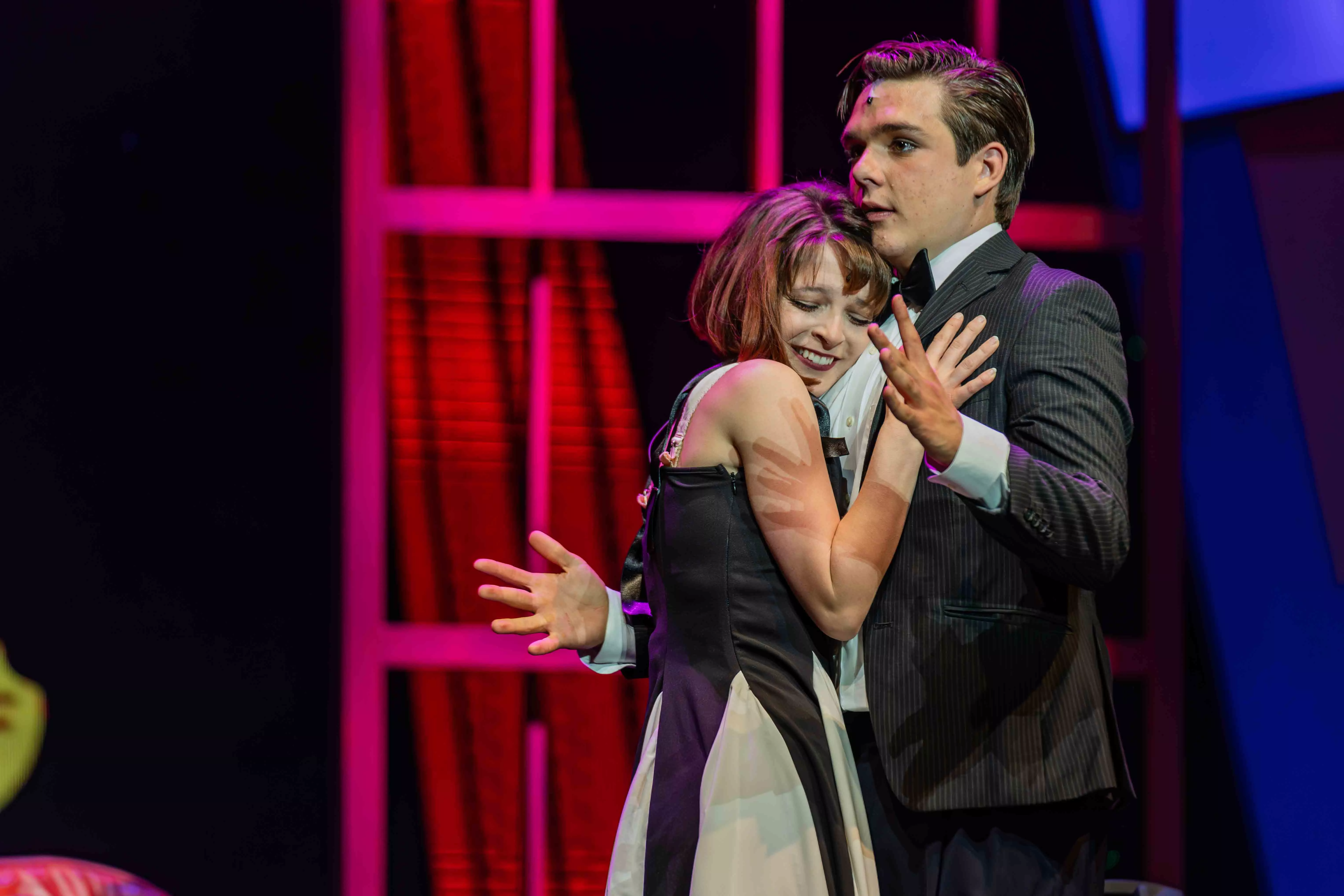 Actors perform a scene from How to Succeed at Business Without Really Trying in the Landis Auditorium at Riverside City College on Nov 5