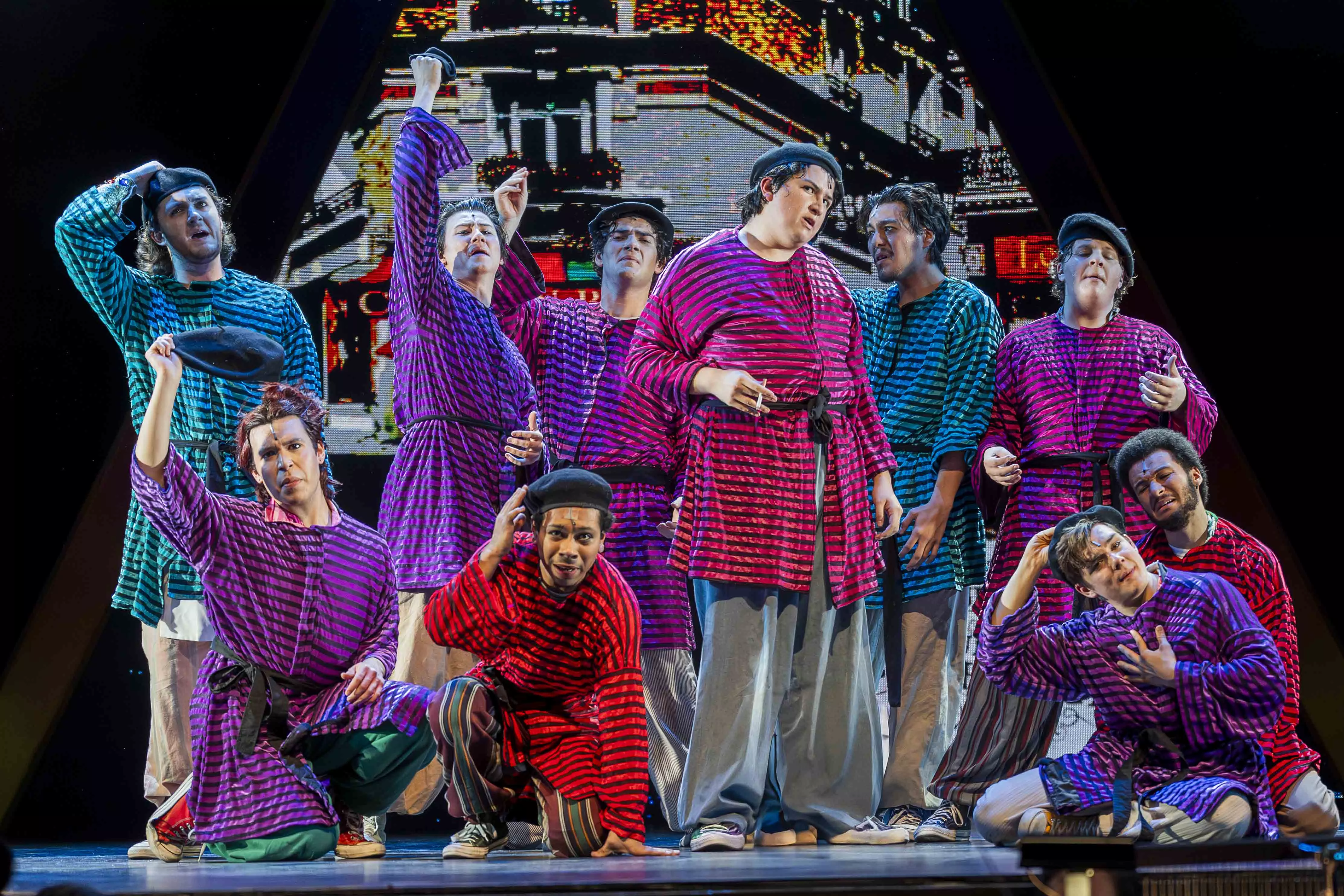 Actors perform on the Landis Auditorium stage at Riverside City College during their production of Joseph and the Amazing Technicolor Dreamcoat on Feb 5.