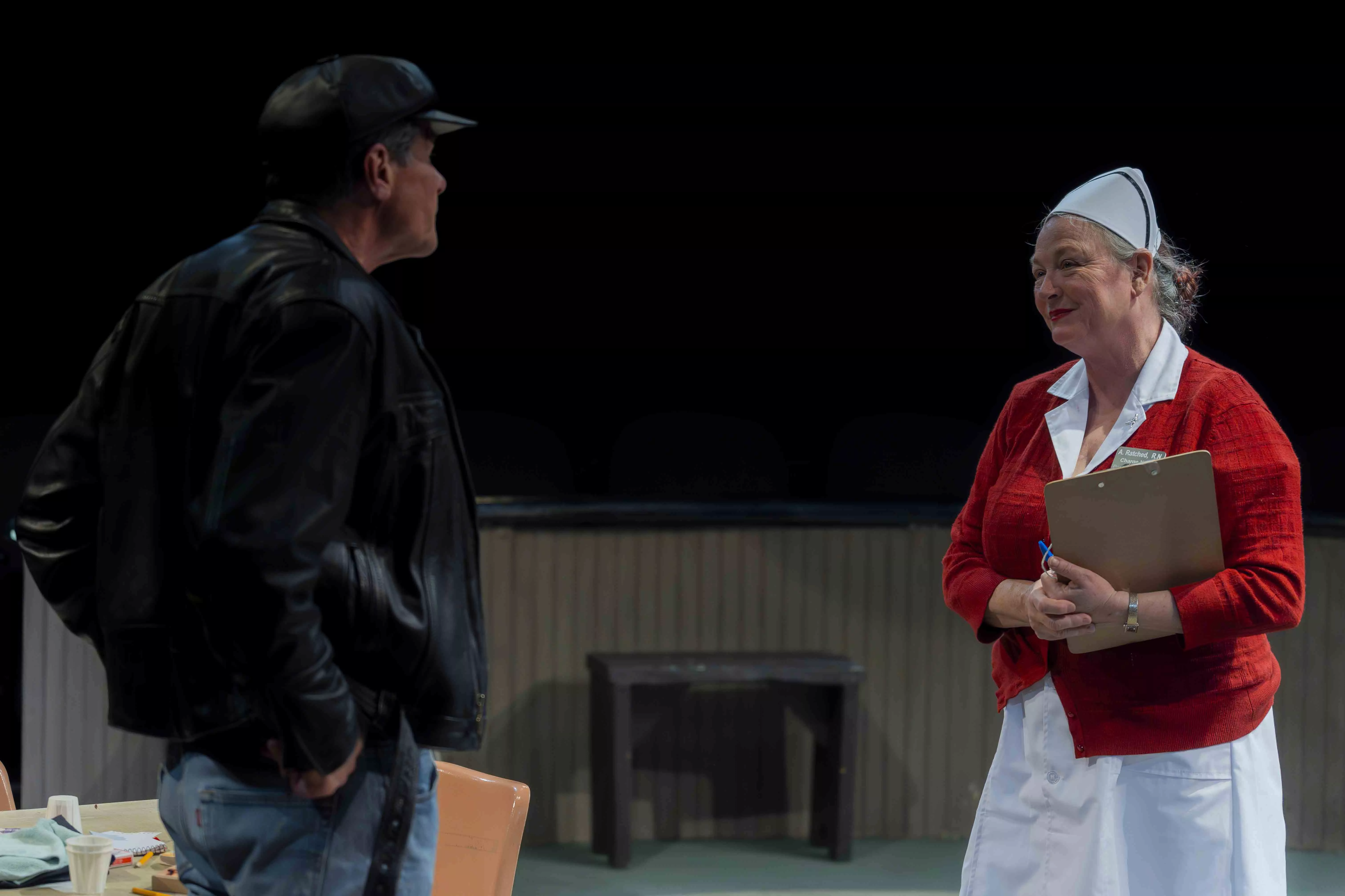 Actors perform in the round at the Riverside Community Players production of One Flew Over the Cuckoos Nest