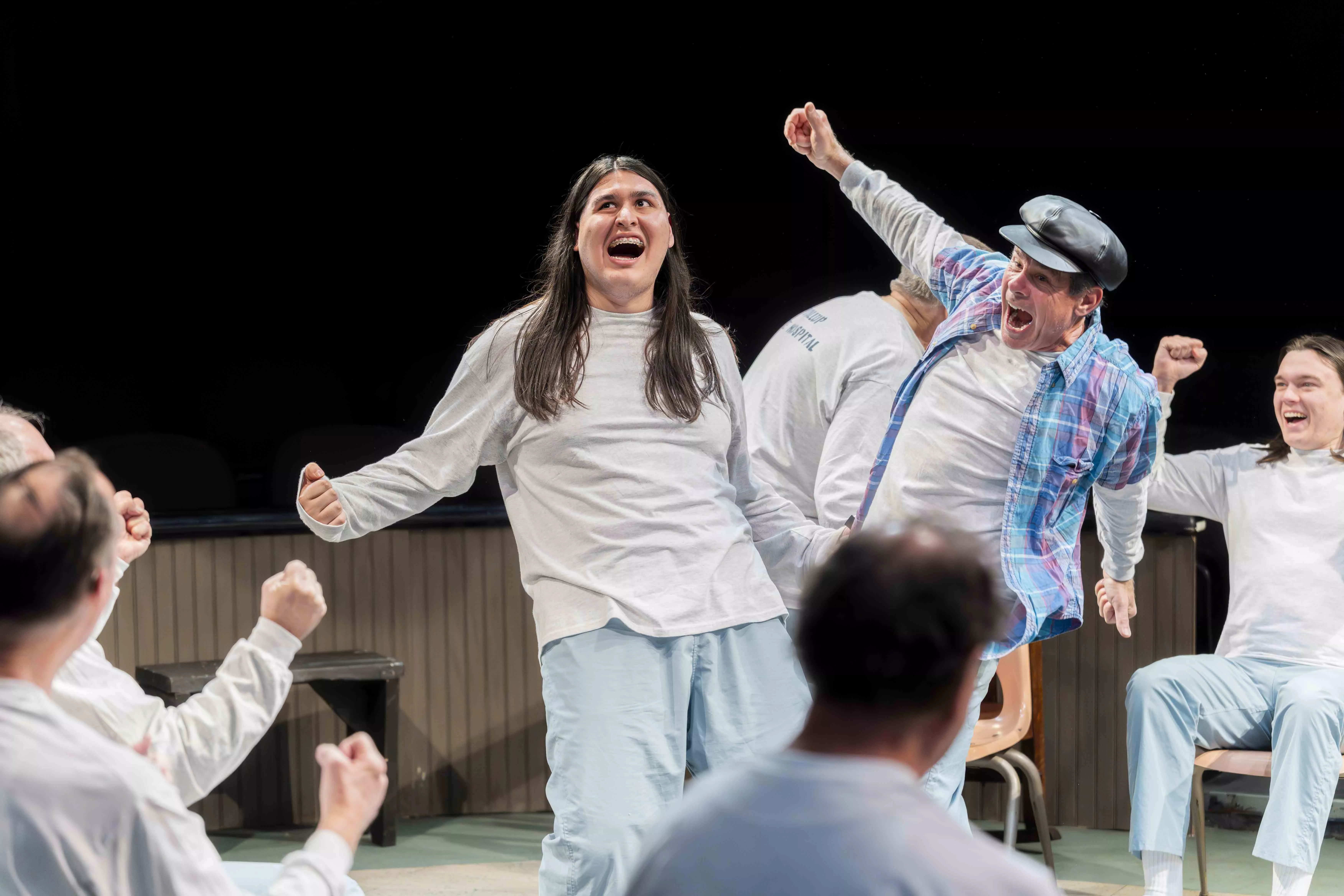 Actors perform in the round at the Riverside Community Players production of One Flew Over the Cuckoos Nest