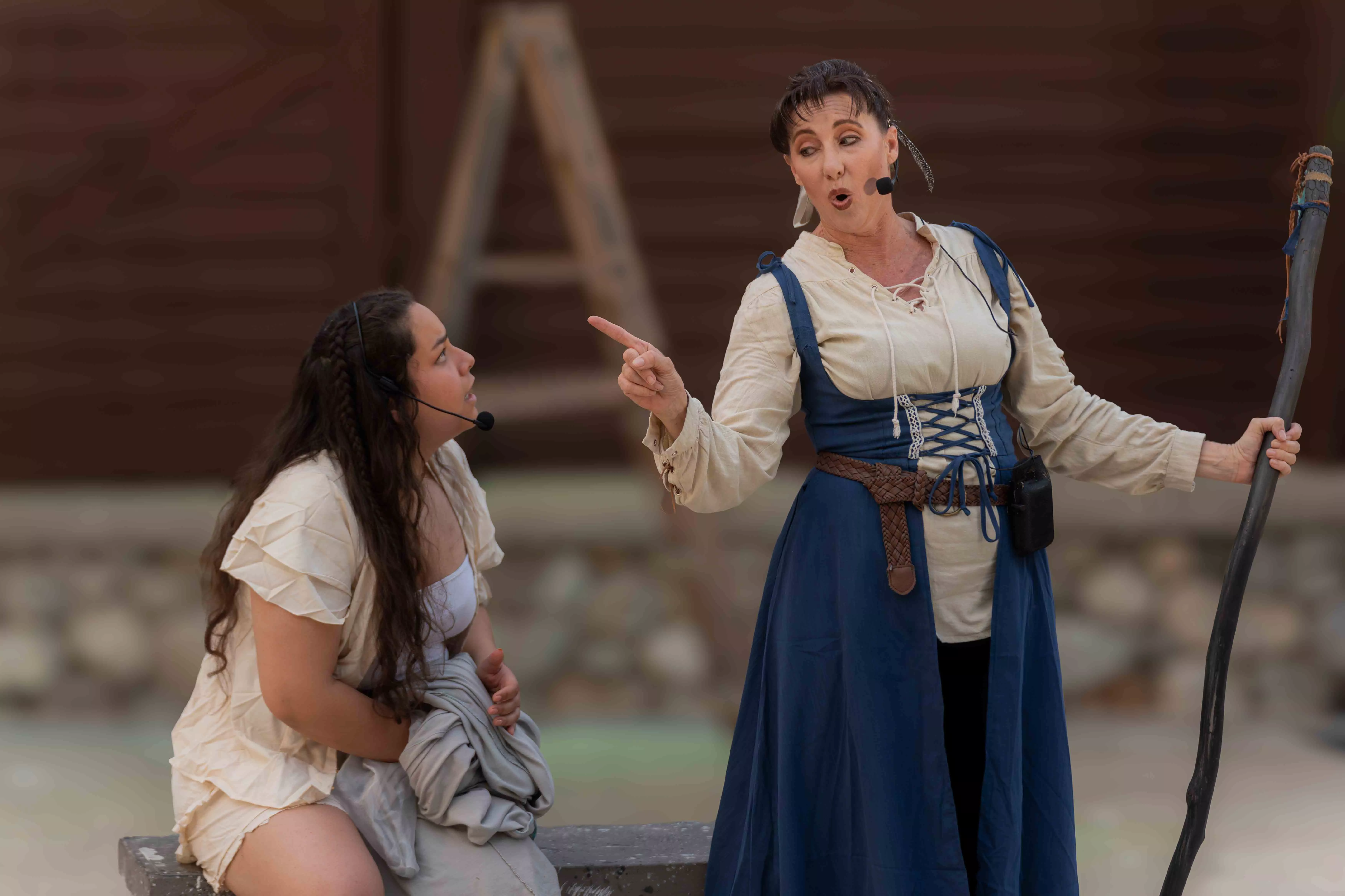 Actors from the Full Circle Players Community Theatre Troupe perform The Tempest at Shakespeare in the Park at the California Citrus Historical Park in Riverside Ca on July 11