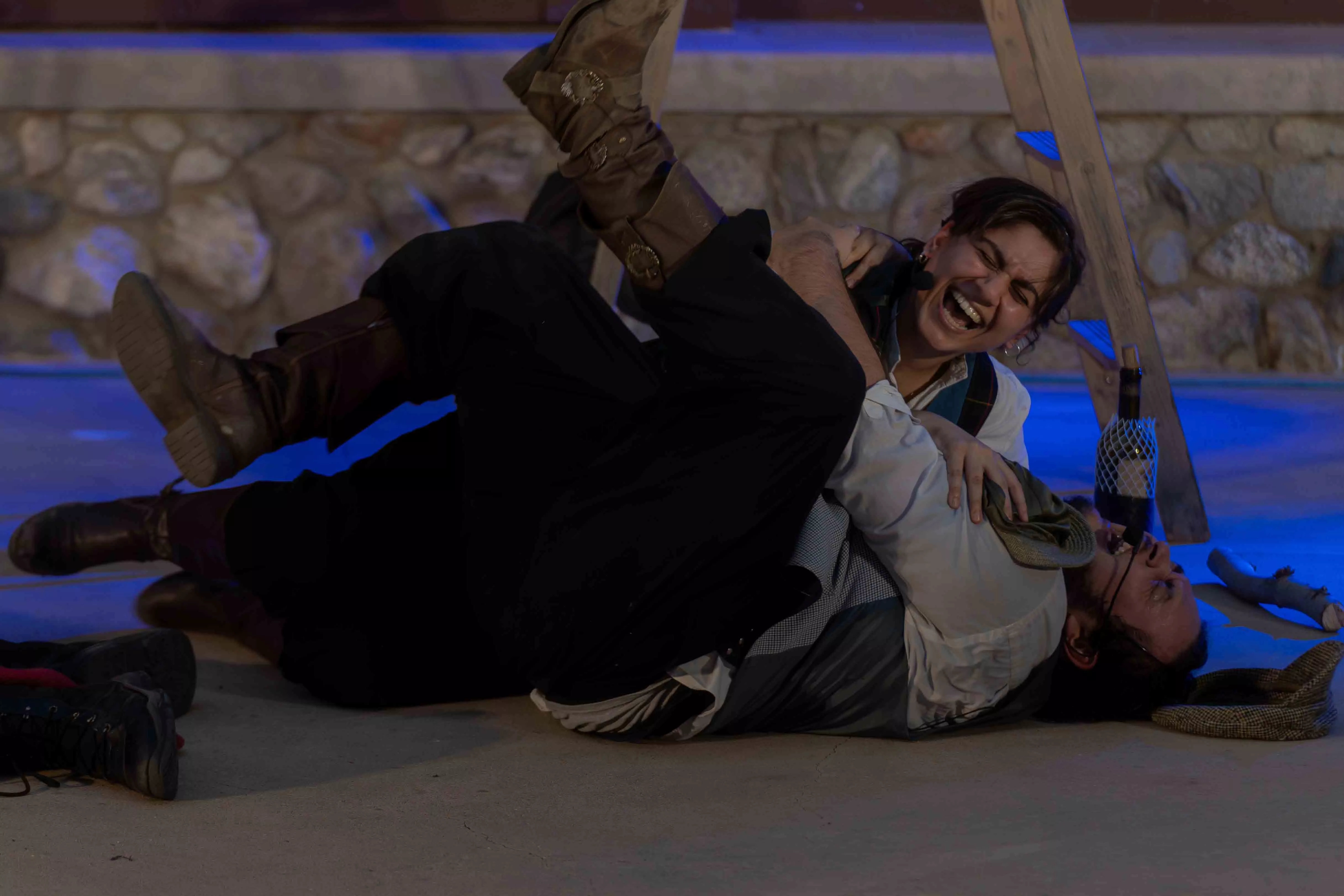 Actors from the Full Circle Players Community Theatre Troupe perform The Tempest at Shakespeare in the Park at the California Citrus Historical Park in Riverside Ca on July 11