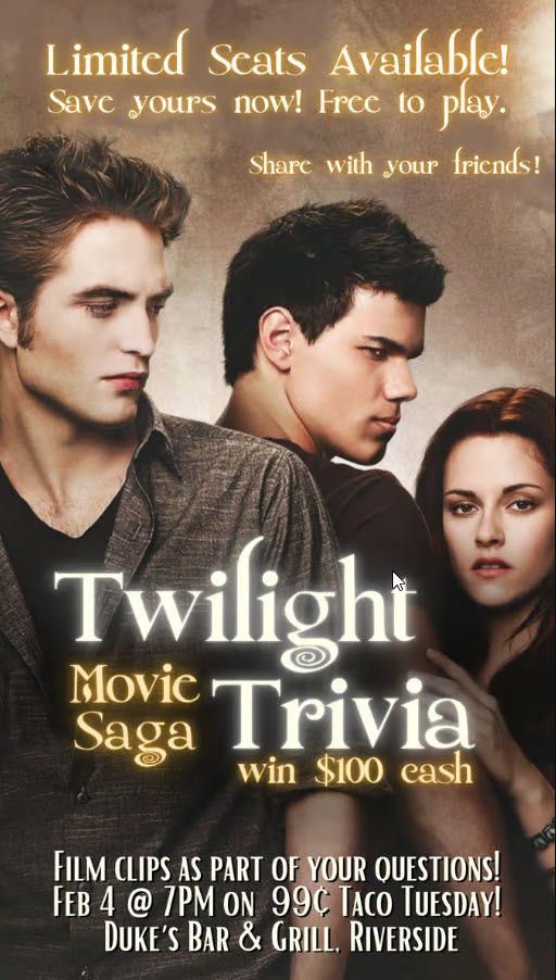 Twilight Movie Trivia Night on 2025-02-04 19:00:00